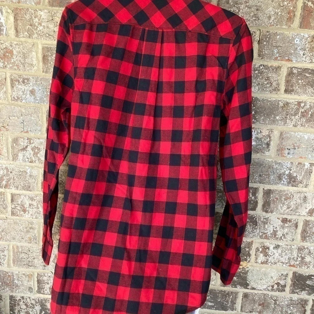 NWT Eddie Bauer Red and Black Plaid Flannel Shirt XS